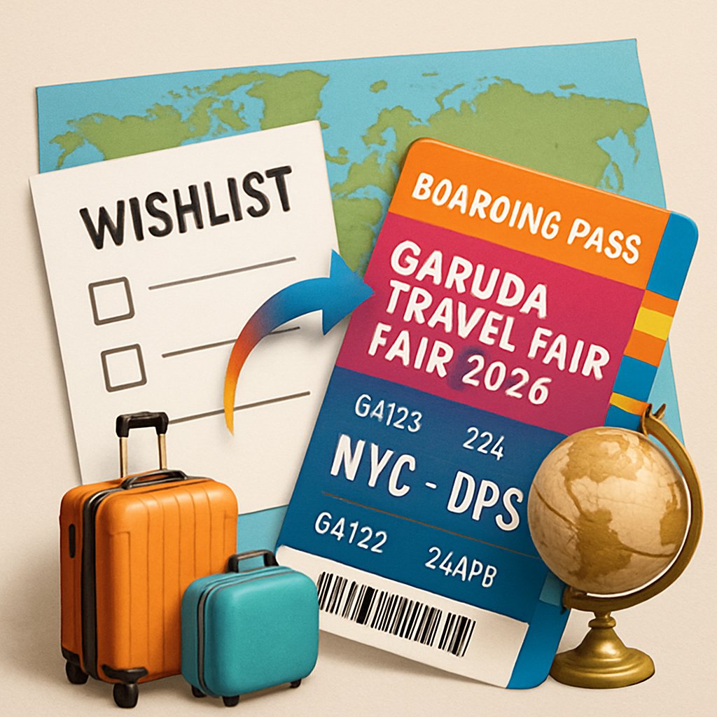 Ilustrasi Transformasi Wishlist ke Boarding Pass di Garuda Travel Fair 2026